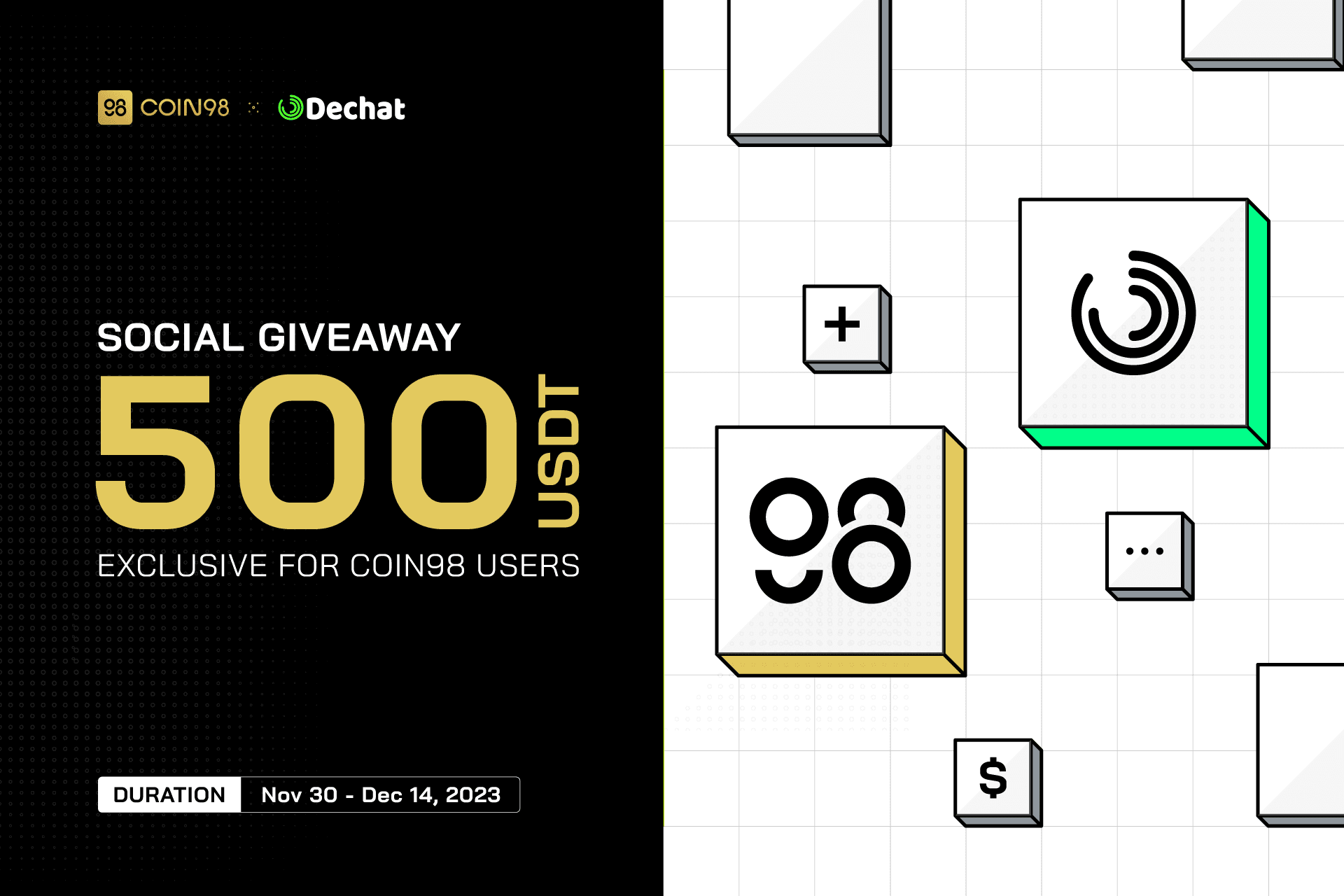 DeChat x Coin98 Super Wallet 500 USDT Social Giveaway