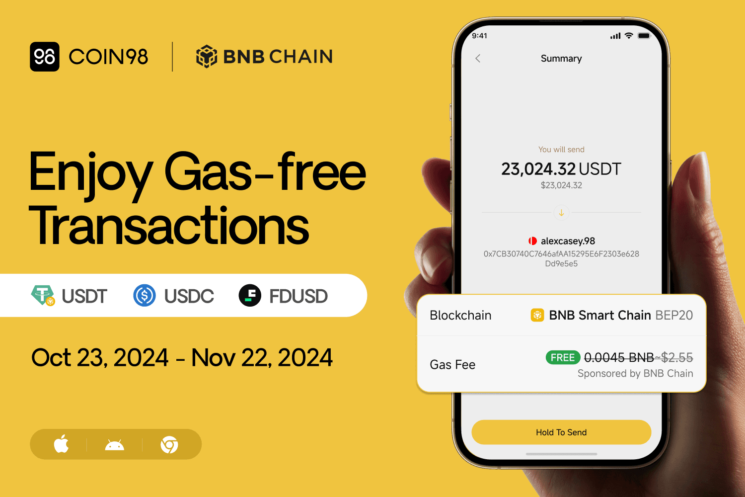 Enjoy Gas-free Transactions with Coin98 x BNB Chain: Gas-Free Carnival